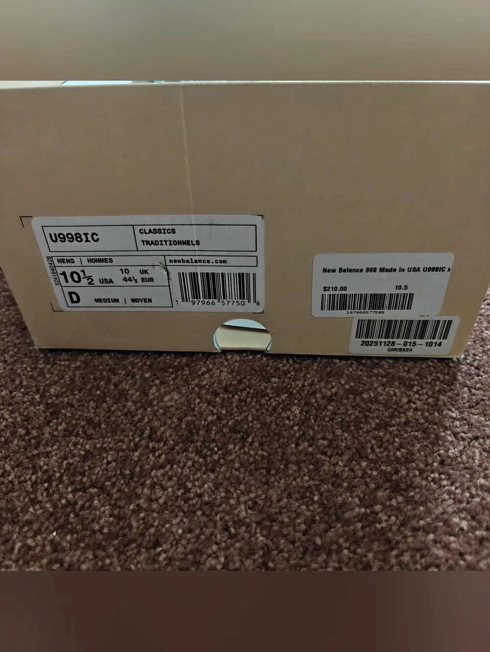 New Balance 998 Made in USA Sandstone Incense